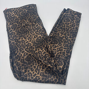 SPANX Black Gold Leopard Print Metallic Leggings 2X